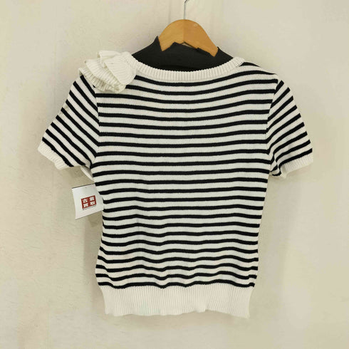 ルネ Rene 片フリル ボーダー クルーネックニット レディース